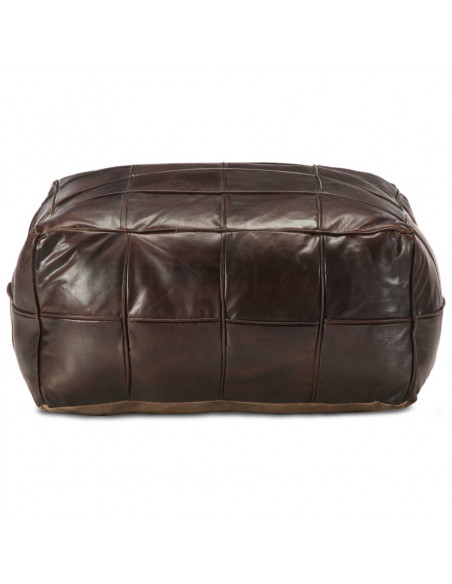 Pouf Marrone Scuro 60x60x30 cm in Vera Pelle di Capra