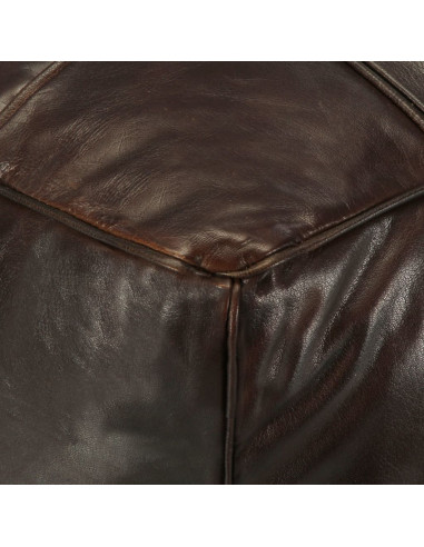 Pouf Marrone Scuro 60x60x30 cm in Vera Pelle di Capra