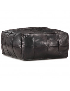 Pouf Nero 60x60x30 cm in Vera Pelle di Capra 2