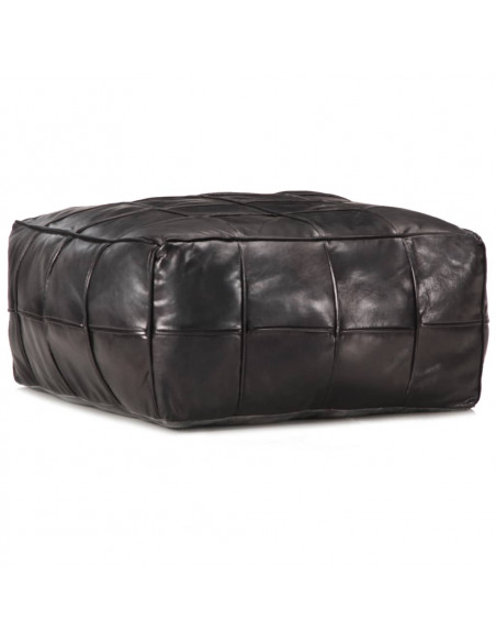 Pouf Nero 60x60x30 cm in Vera Pelle di Capra