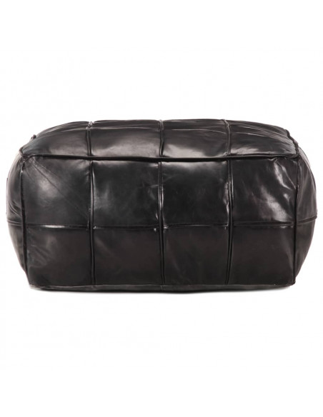 Pouf Nero 60x60x30 cm in Vera Pelle di Capra