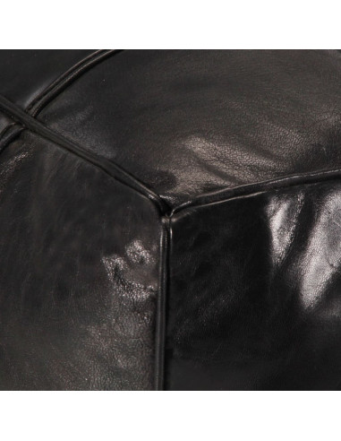 Pouf Nero 60x60x30 cm in Vera Pelle di Capra