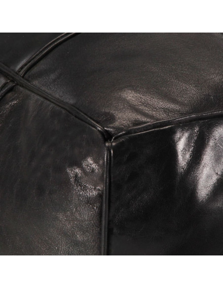 Pouf Nero 60x60x30 cm in Vera Pelle di Capra