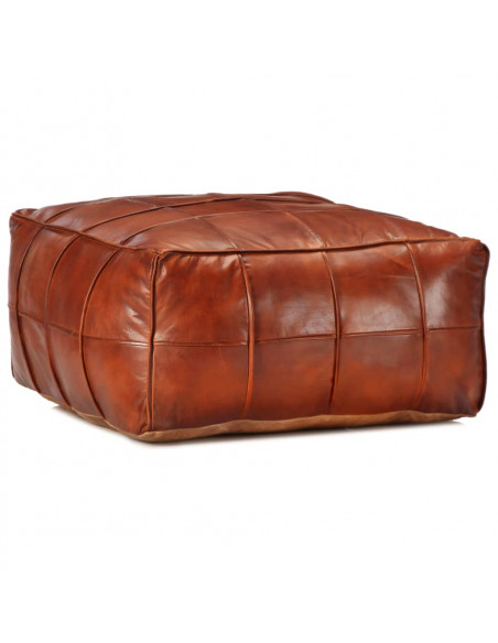 Pouf Tanno 60x60x30 cm in Vera Pelle di Capra