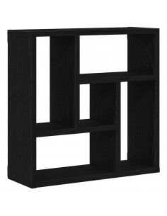 Scaffale a Parete Rovere Nero 45x16x45 cm in Truciolato 2