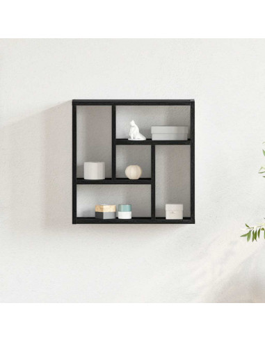 Scaffale a Parete Rovere Nero 45x16x45 cm in Truciolato