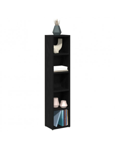 Scaffali Porta CD 2 pz Rovere Nero 21x16x93,5 cm in Truciolato