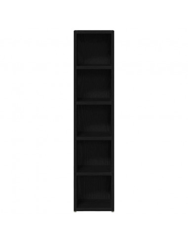 Scaffali Porta CD 2 pz Rovere Nero 21x16x93,5 cm in Truciolato