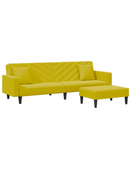 Set di Divani 2 pz con Cuscini Giallo in Velluto
