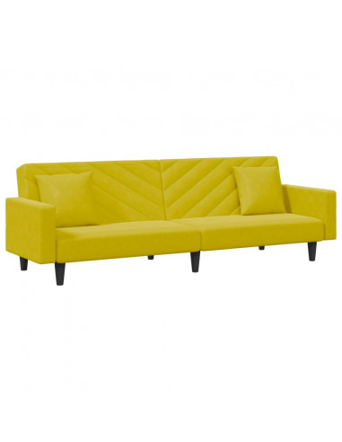 Set di Divani 2 pz con Cuscini Giallo in Velluto