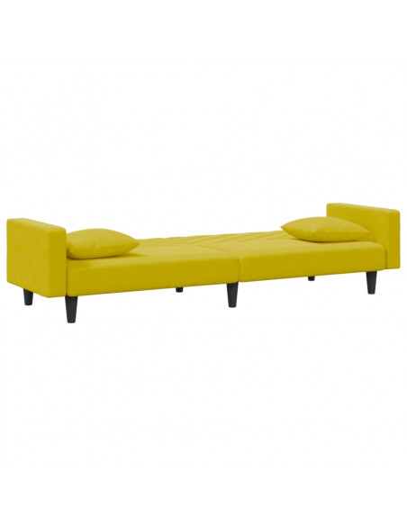 Set di Divani 2 pz con Cuscini Giallo in Velluto