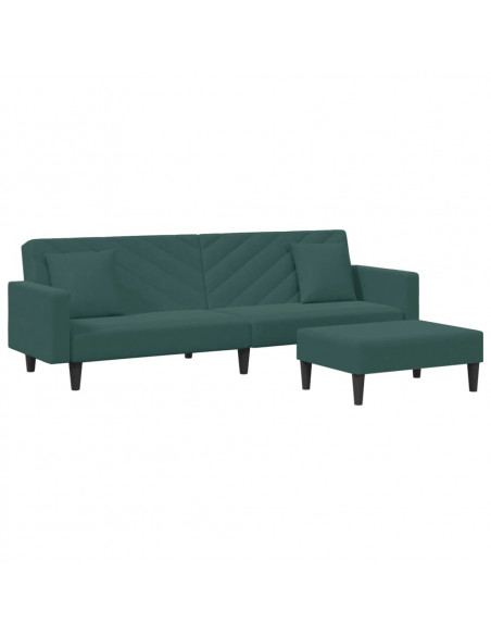 Set di Divani 2 pz con Cuscini Verde Scuro in Velluto