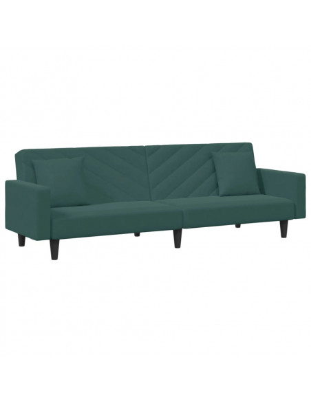Set di Divani 2 pz con Cuscini Verde Scuro in Velluto