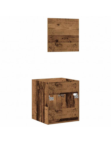 Set Mobili da Bagno 2 pz Legno Antico in Legno Multistrato