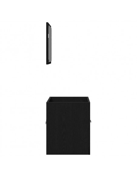 Set Mobili da Bagno 2 pz Rovere Nero in Legno Multistrato
