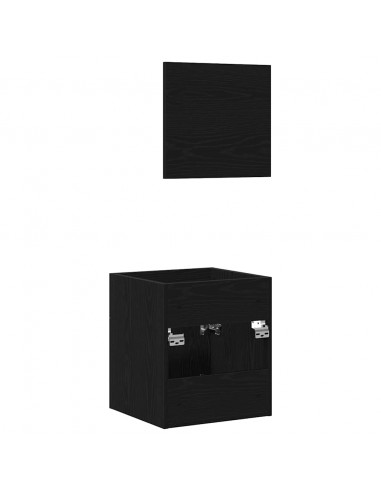 Set Mobili da Bagno 2 pz Rovere Nero in Legno Multistrato