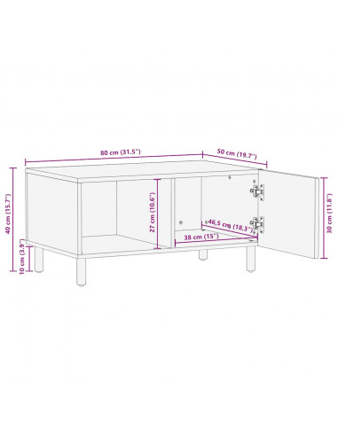 Tavolino da Salotto 80x50x40 cm Legno Massello di Acacia