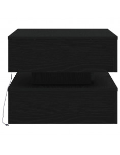 Tavolino da Salotto con Luci LED Rovere Nero 50x50x40 cm 2