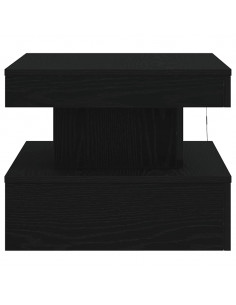 Tavolino da Salotto con Luci LED Rovere Nero 50x50x40 cm 2