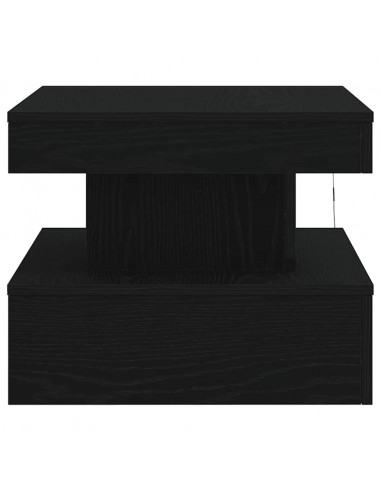 Tavolino da Salotto con Luci LED Rovere Nero 50x50x40 cm