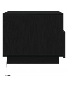Tavolino da Soggiorno con Luci LED Rovere Nero 50x49x40 cm 2