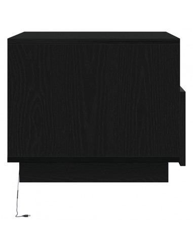 Tavolino da Soggiorno con Luci LED Rovere Nero 50x49x40 cm