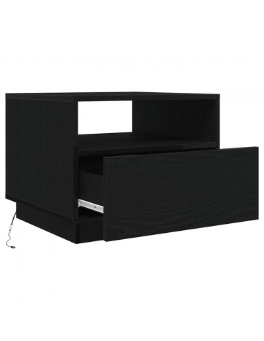Tavolino da Soggiorno con Luci LED Rovere Nero 50x49x40 cm