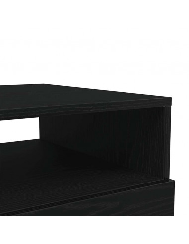 Tavolino da Soggiorno con Luci LED Rovere Nero 50x49x40 cm