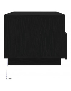 Tavolino da Soggiorno con Luci LED Rovere Nero 90x49x40 cm 2