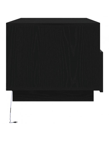 Tavolino da Soggiorno con Luci LED Rovere Nero 90x49x40 cm