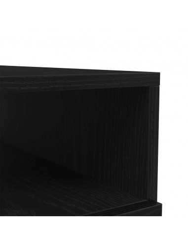 Tavolino da Soggiorno con Luci LED Rovere Nero 90x49x40 cm