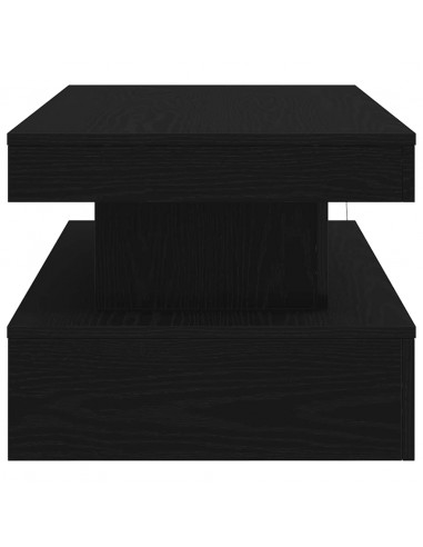 Tavolino da Soggiorno con Luci LED Rovere Nero 90x50x40 cm