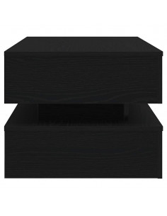 Tavolino da Soggiorno con Luci LED Rovere Nero 90x50x40 cm 2