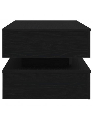 Tavolino da Soggiorno con Luci LED Rovere Nero 90x50x40 cm