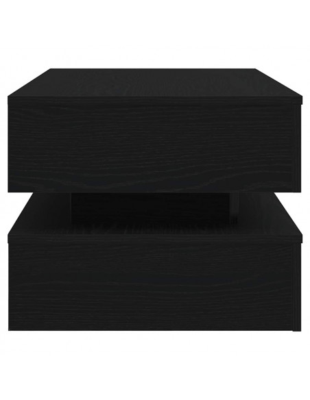 Tavolino da Soggiorno con Luci LED Rovere Nero 90x50x40 cm