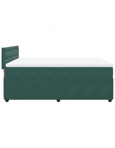 Giroletto a Molle con Materasso Verde Scuro 160x200 cm Velluto