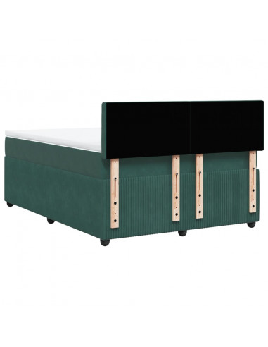 Giroletto a Molle con Materasso Verde Scuro 160x200 cm Velluto