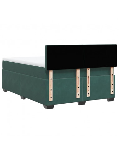 Giroletto a Molle con Materasso Verde Scuro 160x200 cm Velluto