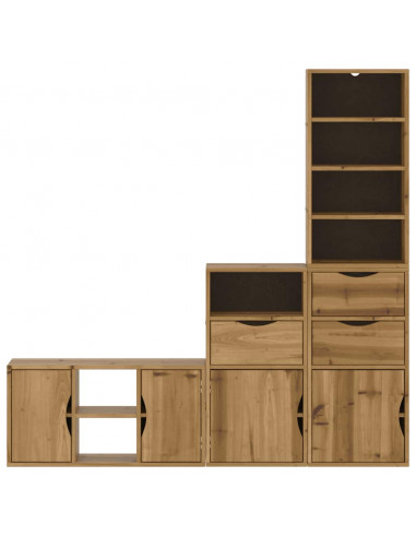 Mobile TV 4 pz con Contenitore ODDA in Legno Massello di Pino