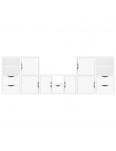 Mobile TV 5 pz con Contenitore ODDA Bianco in Legno di Pino 2