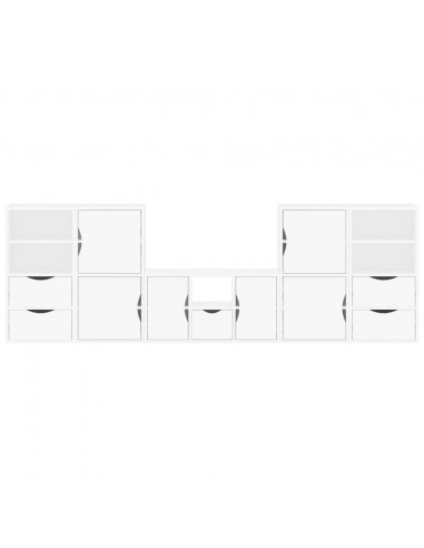 Mobile TV 5 pz con Contenitore ODDA Bianco in Legno di Pino