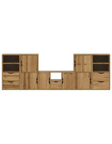 Mobile TV 5 pz con Contenitore ODDA in Legno Massello di Pino