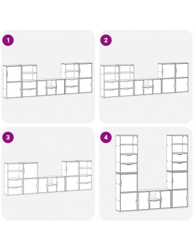 Mobile TV 5 pz con Contenitore ODDA in Legno Massello di Pino