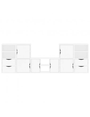 Mobile TV 5 pz con Contenitore ODDA Bianco in Legno di Pino