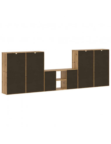 Mobile TV 5 pz con Contenitore ODDA in Legno Massello di Pino