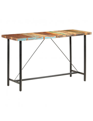 Set da Bar 7 pz in Legno Massello di Recupero e Vera Pelle