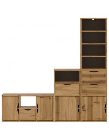 Mobile TV 5 pz con Contenitore ODDA in Legno Massello di Pino