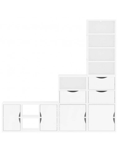 Mobile TV 4 pz con Contenitore ODDA Bianco in Legno di Pino