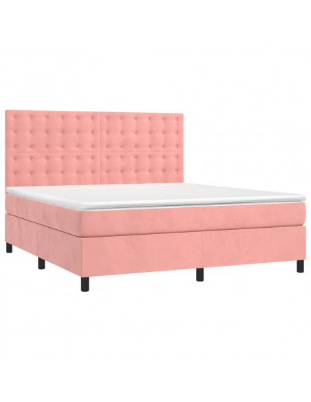 Giroletto a Molle con Materasso Rosa 160x200 cm in Velluto
