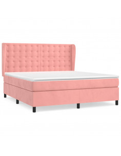 Giroletto a Molle con Materasso Rosa 160x200 cm in Velluto